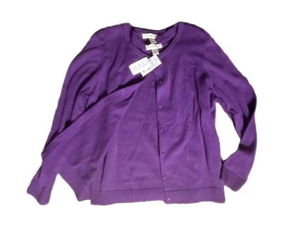 Christopher & Banks Cardigan Sweater Size L Purple Button Front